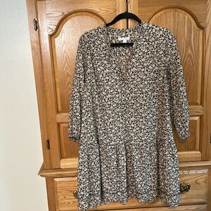 Free Assembly Floral Black and Cream Dress